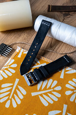 Hakiki Deri Saat Kordonu Kayış - Siyah - Tek Katlı - 18 mm