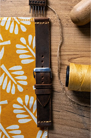 Hakiki Deri Saat Kordonu Kayış - Crazy Kahve - Tek Katlı - 20 mm