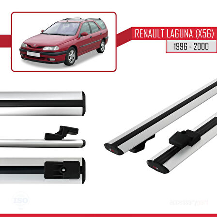 Renault Laguna (X56) SW 1996-2000 Arası ile Uyumlu BASIC Model Ara Atkı Tavan Barı Gri 2 Adet