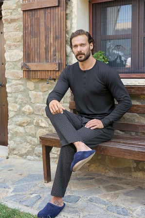 Aydoğan Erkek Civan Patlı Modal Antrasit Pijama Takım 3480