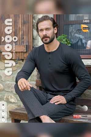 Aydoğan Erkek Civan Patlı Modal Antrasit Pijama Takım 3480