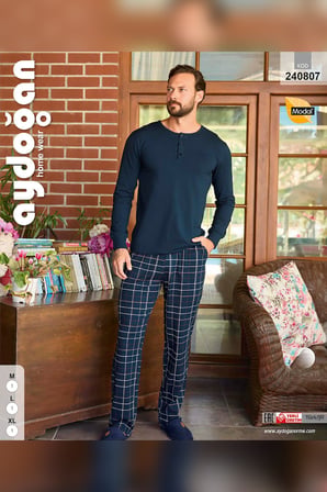 Aydoğan Erkek Civan Patlı Modal Lacivert Pijama Takım 240807
