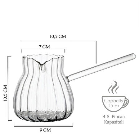 Kapris Borosilikat Isıya Dayanıklı Cam Cezve Kap-017