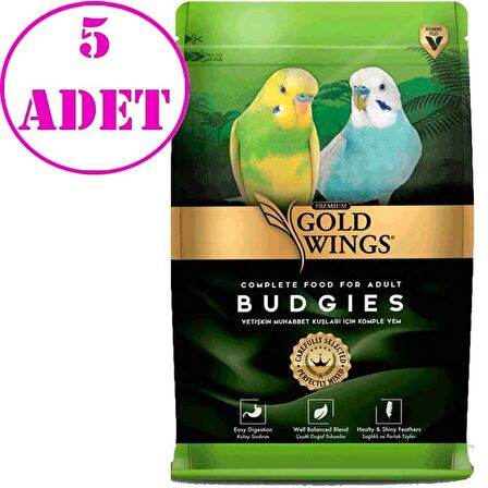Gold Wings Premium Sade 5 x 1 Kg Muhabbet Kuşu Yemi 