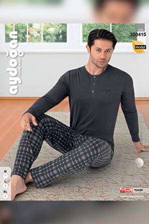 Aydoğan Erkek Civan Patlı Modal Grafit Pijama Takımı 0415