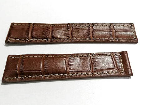 Tag-heuer Uyumlu  24-20 Beyaz Dikişli  Kahverengi  Hakiki dana derisi  ( 16)