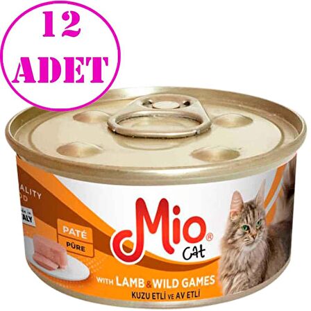 Mio Kuzu Etli ve Av Hayvanlı Püre Kedi Konservesi 85 Gr 12 AD
