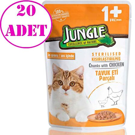 Jungle Kısır Kedi Konservesi Tavuklu Jelli 100 Gr 20 AD