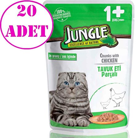 Jungle Kedi Yaş Mama Tavuklu Jelli 100 Gr 20 AD