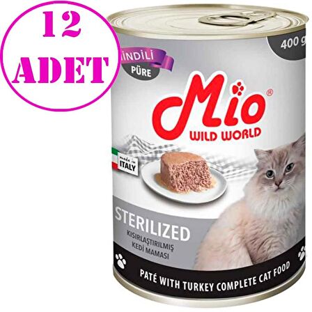 Mio Kısırlaştırılmış Kedi Konservesi Hindi Etli Püre 400 Gr 12 AD