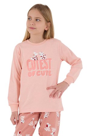 Roly Poly Kız Çocuk Somon Pijama Takım 3708 