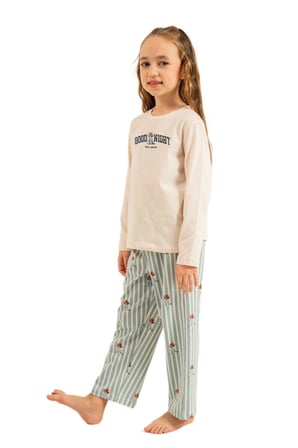 Arnetta Kız Çocuk Krem Pijama Takımı 3734-G