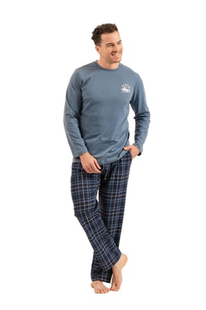 Arnetta Erkek İndigo Uzun Kollu Pijama Takımı 3832-S 