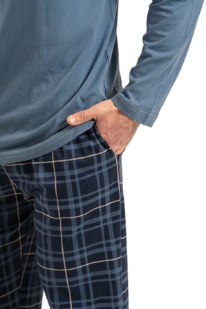 Arnetta Erkek İndigo Uzun Kollu Pijama Takımı 3832-S 