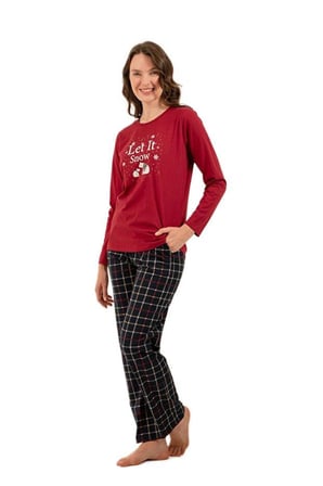 Arnetta Kadın Bordo Uzun Kol Pijama Takımı 3730-S 