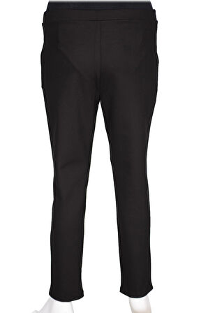 Barem Kadın Buse Rahat Kalıp Yan Cepli Orta Kalın Çelikli Siyah Pantolon