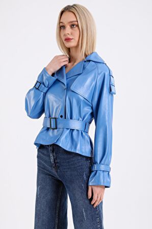 Oversize Biker Kadın Deri Mont