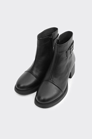 Hakiki Deri Fermuarlı Kadın Bot 