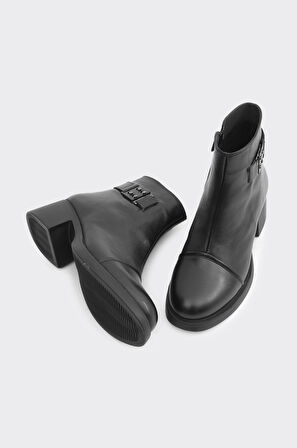 Hakiki Deri Fermuarlı Kadın Bot 