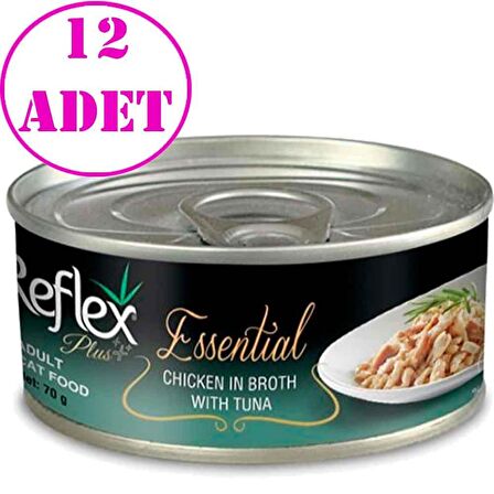 Reflex Plus Essential Tavuklu ve Ton Balıklı Yetişkin Kedi Konservesi 70 Gr 12 AD