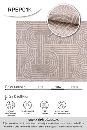 ANATOLIA HALI/VESTA PİNTEREST DESENLİ SİSAL-Vizon/Krem - Özel Ölçü-Mutfak, Koridor Halısı