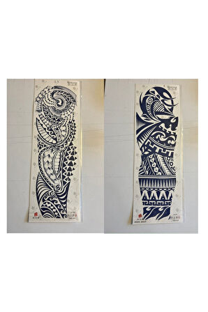 Tribal 3 Hafta Kalıcı 2 Adet Birden Tam Kol Bacak Geçici Dövme 46 cm