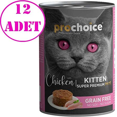 ProChoice Kitten Tavuklu Yavru Kedi Konservesi Pate 400 Gr 12 AD