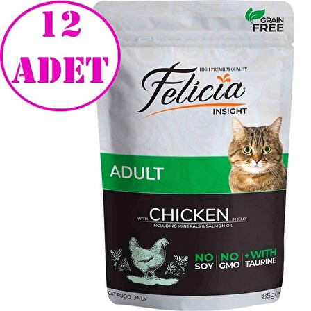 Felicia Yaş Kedi Maması Tahılsız Tavuklu 85 gr 12 AD