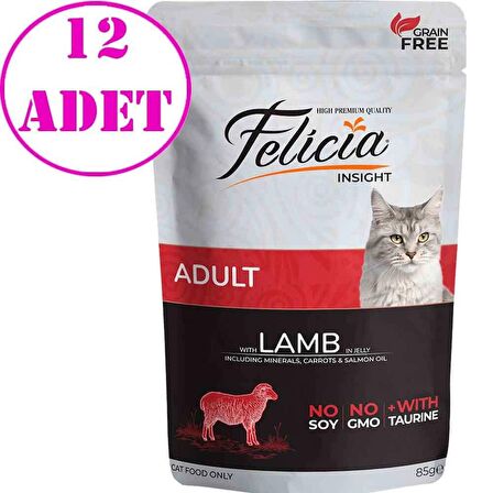 Felicia Yaş Kedi Maması Tahılsız Kuzu Etli 85 gr 12 AD