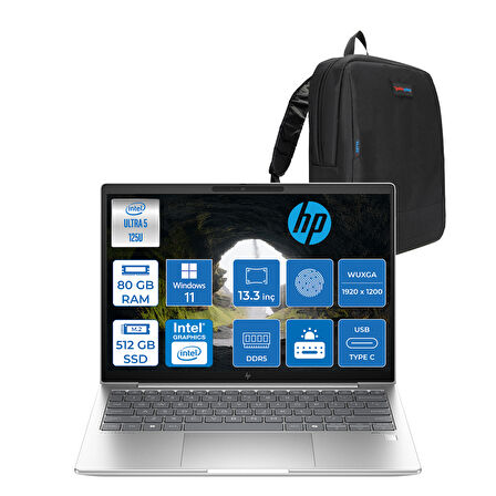 Hp Elitebook 630 G11 Intel Core Ultra 5 125U Ddr5 80GB 512GB SSD Intel® Aı Boost 13.3" Wuxga IPS 300NITS Windows 11 Home Taşınabilir Bilgisayar 9Y7R7ETH25 + Zetta Çanta