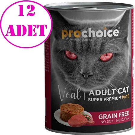 Pro Choice Dana Etli Tahılsız Ezme Yetişkin Kedi Konservesi 400 Gr 12 AD