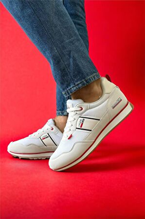 Erkek Günlük Sneaker Spor Ayakkabı BEYAZ - KIRMIZI