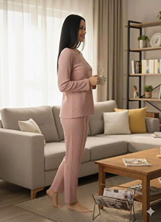 KADIN PEMBE İNSPİRE PİJAMA TAKIMI