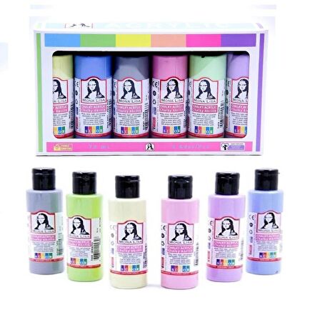 Monalisa Akrilik Boya 6 Renk x 70 ml Pastel Renkler 1 Paket Chalky Acrylic