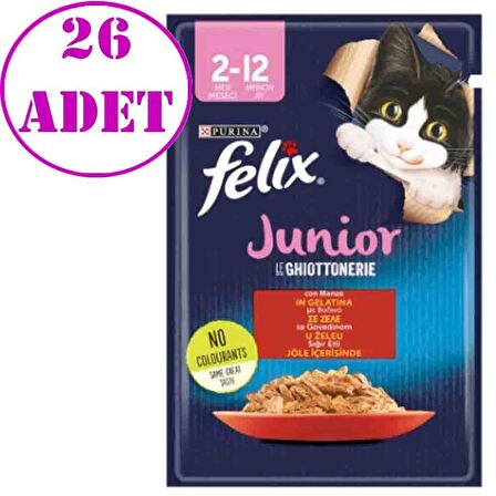 Purina Felix Sığır Eti Yaş Yavru Kedi Maması 85 Gr 26 AD