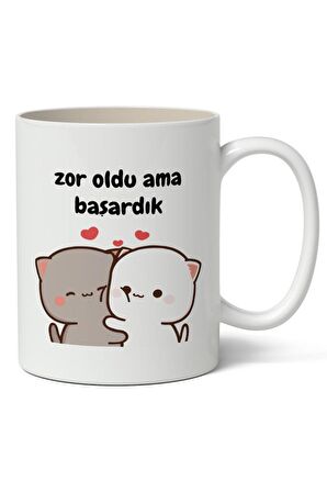 Zor Oldu Ama Başardık Baskılı Kupa Bardak Baskılı Kahve Kupa Bardak