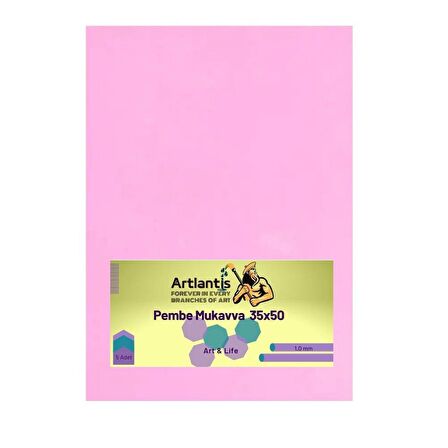 Pembe Renkli Mukavva 35x50 5 Adet Artlantis Renkli Mukavva 5 Adet