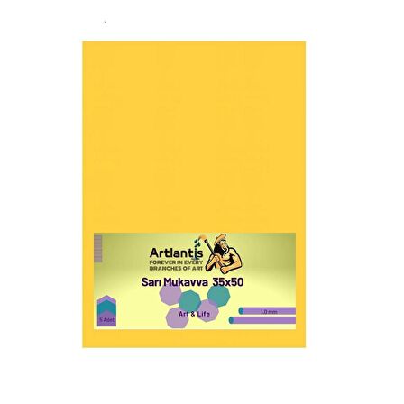 Sarı Renkli Mukavva 35x50 5 Adet Artlantis Renkli Mukavva 5 Adet