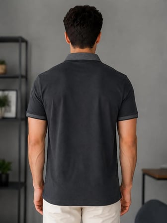 Erkek Çekmeyen Pamuklu Kumaş Kıvrılmaz Polo Yaka T-shirt