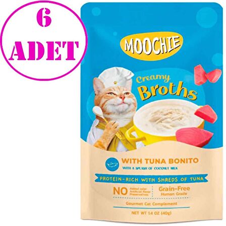 Moochie Kedi Çorbası Parça Ton Balığı Torik Tahılsız 40 Gr 6 AD