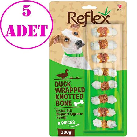Reflex Ördek Etli Düğümlü Çiğneme Kemiği 8'li 100 Gr 5 AD