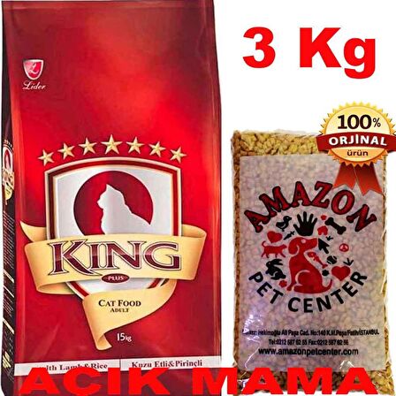 King Kuzu Etli Yetişkin Kedi Maması Açık 3 Kg