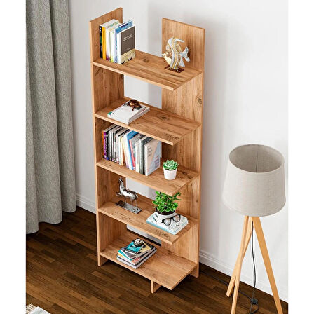 Reyo Asimetrik Beş Raflı Kitaplık KT3 Çam