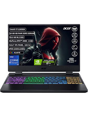 Acer Nitro 5 AN515-58 Intel Core i7 12650H 16 GB 512 GB SSD Rtx 4060 - 8 GB Freedos 15.6" FHD 165 Hz IPS Taşınabilir Bilgisayar NH.QM0EY.009