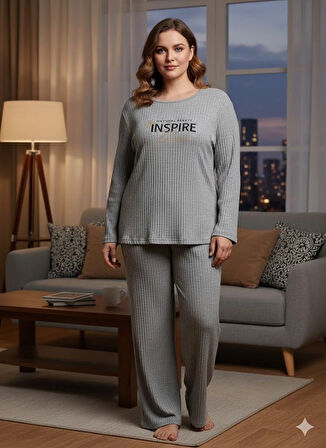 KADIN GRİ İNSPİRE PİJAMA TAKIMI