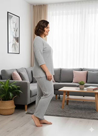 KADIN GRİ İNSPİRE PİJAMA TAKIMI