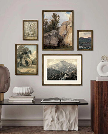 Vintage Manzaralar No. 2 Çerçeveli Tablo Set