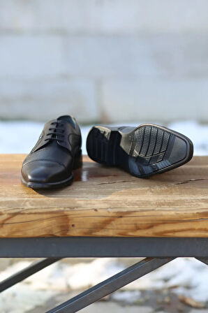 Erkek Mevsimlik Klasik Kundura Hakiki Deri  Kauççuk Taban Bağlı