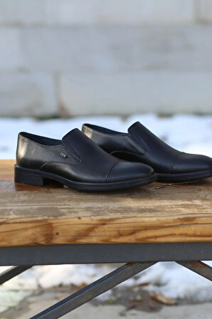 Erkek Kışlık klasik Kundura Hakiki Deri  Kauççuk ve Kaymaz Taban Bağcıksız