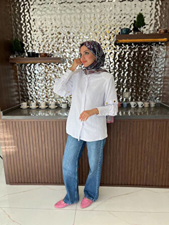 Metal Aksesurlı Basıc Gömlek GMK08009